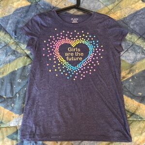 Children’s Place Short Sleeve Tee Rainbow Design US Girl 16 Blue New Never Worn